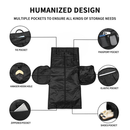 Convertible Travel Garment Bag,Carry on Garment Duffel Bag for Men Women - 2 in 1 Hanging Suitcase Suit Business Travel Bag Black