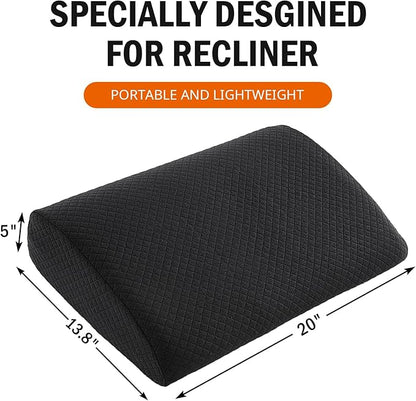 HOMBYS Lumbar Support Pillow for Recliner Chair, Memory Foam Back Support Cushion for Elderly,Extra Large Lumbar Support Pillow,Thick Backrest for Home Reading (Black, 20“x13.5"x5")