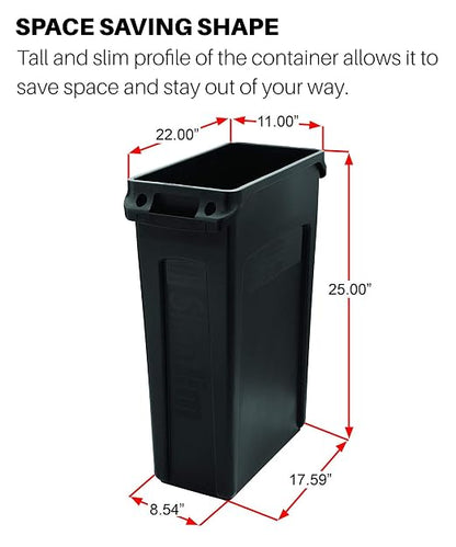 Rubbermaid Commercial Products Slim Jim Trash/Garbage Can with Venting Channels, 16-Gallon, Brown, for Kitchen/Office/Workspace