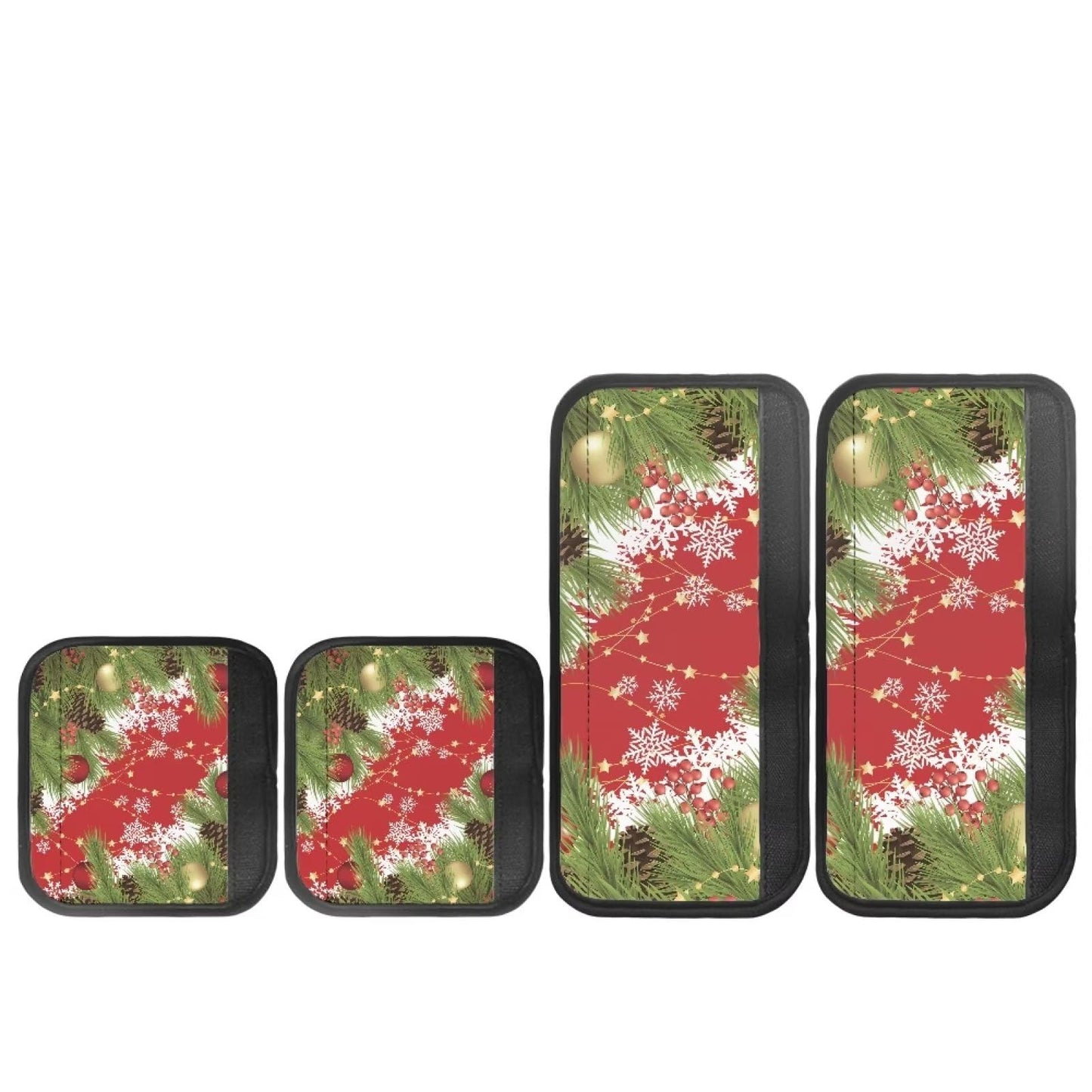 Goronwyfloyd 4 Pieces Refrigerator Microwave Handle Covers, Christmas Tree Pinecone Snowflake Kitchen Appliance Protective Sleeve for Ovens Dishwashers Cabinets Keep Clean