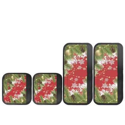 Goronwyfloyd 4 Pieces Refrigerator Microwave Handle Covers, Christmas Tree Pinecone Snowflake Kitchen Appliance Protective Sleeve for Ovens Dishwashers Cabinets Keep Clean