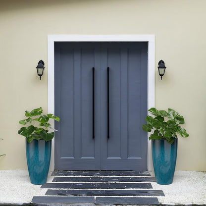 ZMTECH 21 Inch Tall Plant Pots for Indoor & Outdoor Use Set of 2, Large Plastic Planters with Removable Tray for Outside with Drainage Holes for Front Porch Patio Garden, Dark Teal Blue