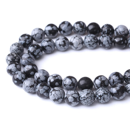 32PCS 12MM Natural Snowflake Obsidian Stone Beads Energy Healing Beads for DIY Jewelry Bracelet Necklace Making for Jewelry Making15Inch