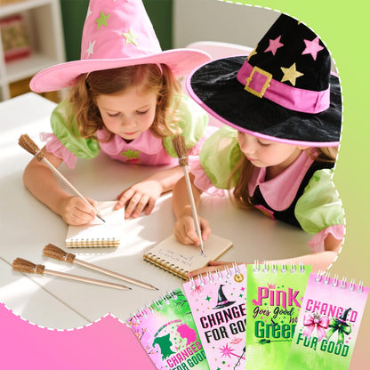 Vanblue 72Pcs Pink and Green Witch Party Favors Birthday Decorations,Star Wands,Glasses Goodie Bag Stuffers Pinata,Classroom Rewards for Kids Student Birthday Gift School Party Supplies