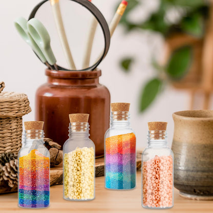 YAYODS 100 Pack 30ml Plastic Potion Bottles with Cork, Mini Sand Art Bottles with 20 pcs Mini Funnels, Spell Jars for DIY Craft, Essential Oil, Message, Party Favor