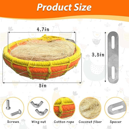 kathson Bird Nest Parakeet Breeding Nest Bed with Natural Coconut Fiber Parrot Hemp Rope Weave Hatching Nesting Box for Cockatiel Canary Lovebird Budgie Conure and Small Parrots