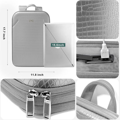 ZINZ Protective Laptop Backpack, Expandable Computer Bag Rucksack with Hard Leather Cover & 3 Compartments for 15 15.6 16 inch Notebooks, Ergonomic Shoulder Strap，G01Y01