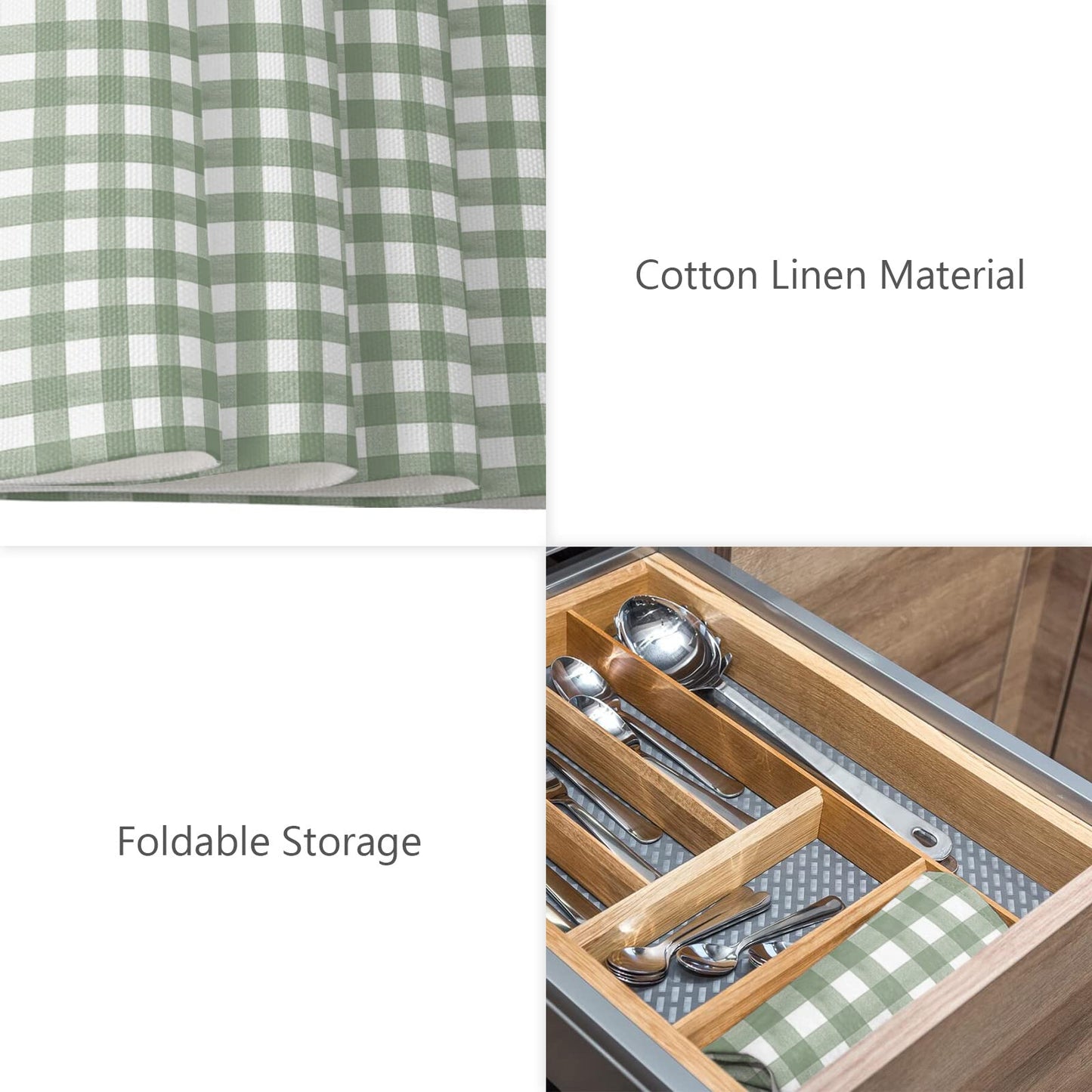 Placemats Set of 4, Sage Green Buffalo Plaid Placemats for Dining Table, Farmhouse Green White Checkered Cotton and Linen Table Mats Washable for Kitchen, Party, Wedding Decor, 13 x 19 Inches