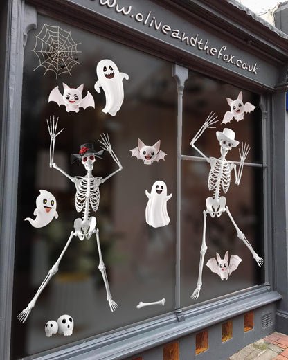 Extra Large Halloween Window Clings Decorations for Glass Window, Halloween Giant Skeleton Window Stickers for Indoor Bathroom Glass Door Decor Home Office Haunted House Party Supplies