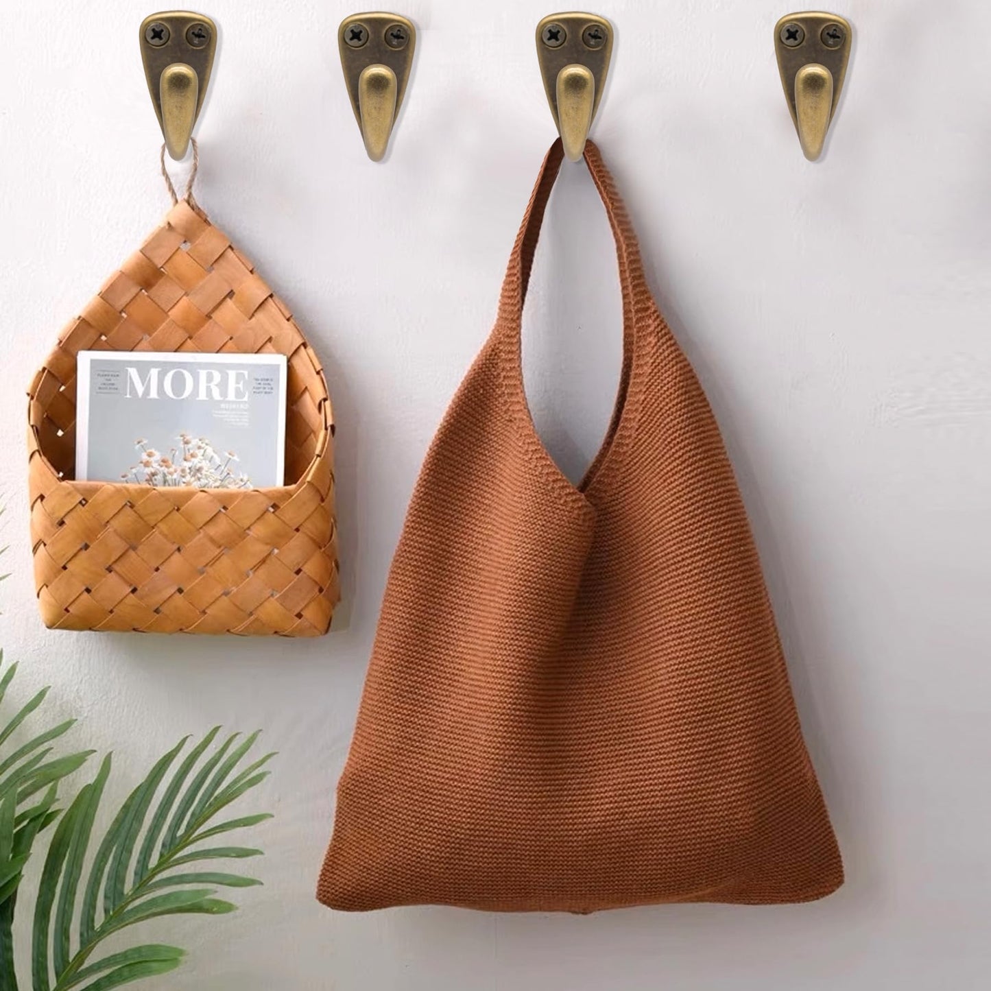 FIRSORCA 4PCS Vintage Bronze Coat and Hat Hook Classic Simple Hooks Wall Mounted Bath Stands for Hanging Clothes Hangers Scarf Towel Key Cup