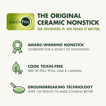 GreenPan Nova 8” Frying Pan Skillet, Induction Suitable Diamond Infused PFOA and PFAS-Free Nontoxic Ceramic Nonstick, Dishwasher and Oven Safe Fry Pan, Quick Even Heating, Cream White