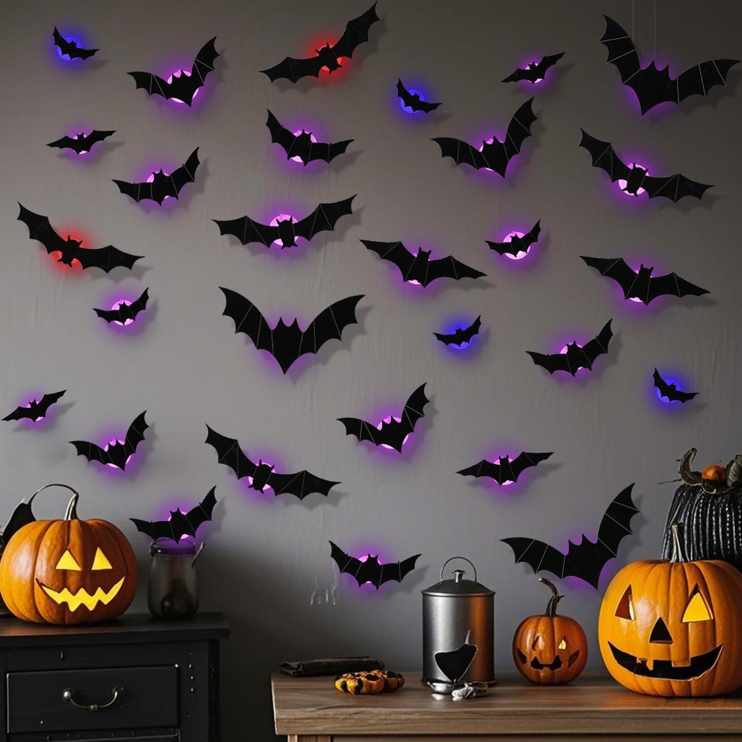 Ghost Garland&Light Up Halloween Bat Wall Decor