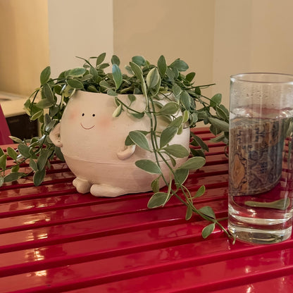 NINIPAPA Self Watering Plant Pot 4 Inch Cute Smile Face Planter Pot for Indoor Outdoor Plants with Drainage Hole Unique Flower Pots for Succulent/Herbs/Violets