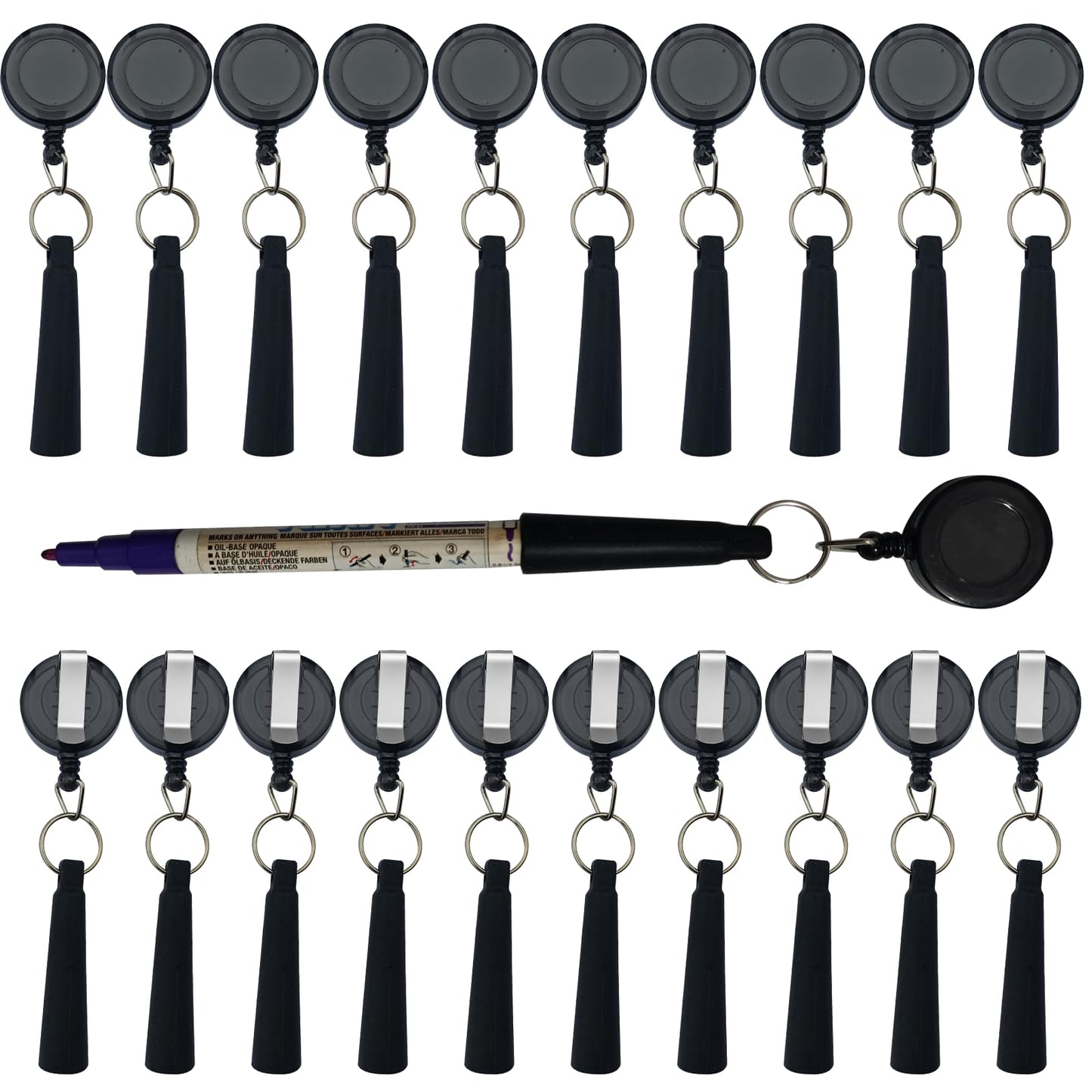 XILAOTOU 20 PCS Pencil Holder, Ideal Grip for Markers & Carpenter Pencils-Heavy Duty Retractable Pull Pen with anti-lost pen cord