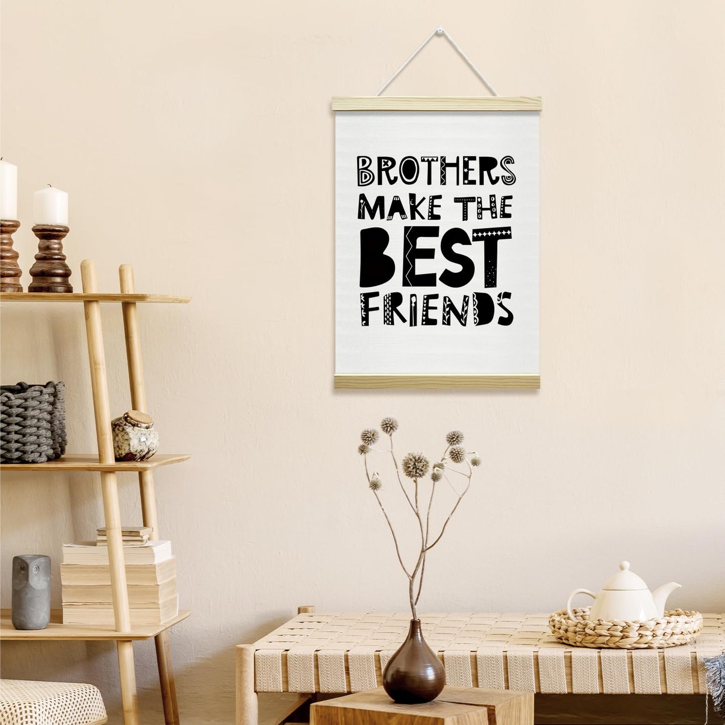 Nopoben Brothers Poster Hanger Frame - Brothers Make the Best Friends, Boys Room Wall Art With Wooden Poster Hanger, Kids Bedroom Playroom Game Room Decor(12x16 Inches)-07