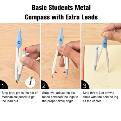 50 Packs Basic Geometry Compass In Bulk,Mechanical Pencil Desiged with Etra Lead,Student Drawing Tools Compass Math Compass Set (Colorful)