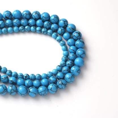 30PCS 12MM Blue Turquoises Round Loose Beads Natural Gemstone Beads for Jewelry Making DIY Bracelet Necklace 15"