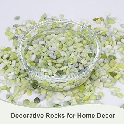 Pulovin 5 lbs Jade Pebbles for Indoor Plants, Decorative Pebbles for Bamboo, Vase, 3/8" Plant Gravel for Pots Indoor, Highly Polished Small River Rocks