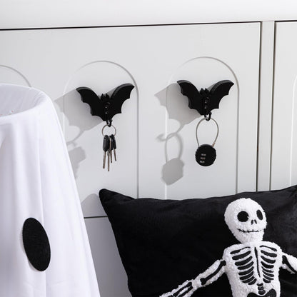 Thyle 4 Pcs Black Bat Wall Key Holder Gothic Wooden Key Hooks for Wall Mount Cute Home Decor for Keys Coats Towels Bags Spooky Decor for Bathroom, Kitchen, Living Room, Bedroom