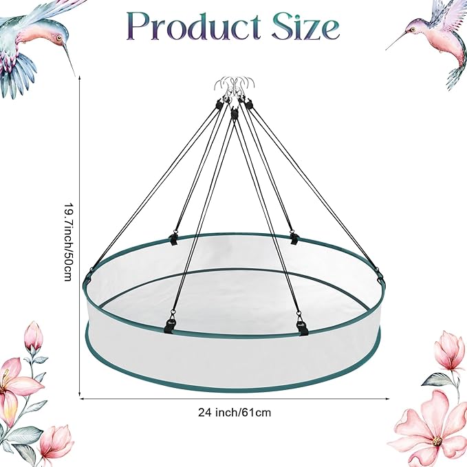 24 Inch Large Bird Seed Catcher Tray for Hanging Bird Feeder Platform, Birds Feeder Trays with Adjustable Hanging Hoop for Outdoor Garden Lawn