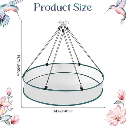 24 Inch Large Bird Seed Catcher Tray for Hanging Bird Feeder Platform, Birds Feeder Trays with Adjustable Hanging Hoop for Outdoor Garden Lawn