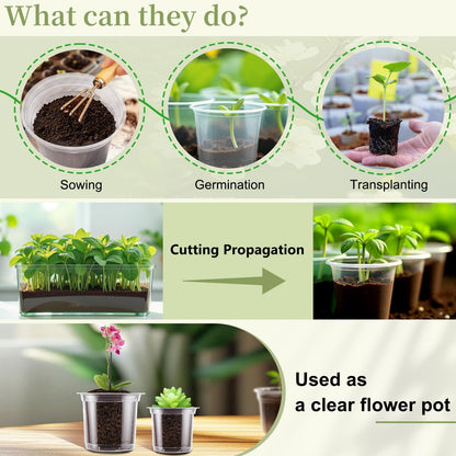 SupKing Clear Nursery Pots 6/5/4 Inch Plastic Seed Starter,12 Pack Plastic Pots for Plants with Drainage Holes for Transplanting Succulents Cuttings Come with 15 Seedlings Labels