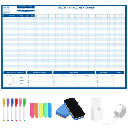 Lincia Large Magnetic Gantt Chart Whiteboard Kit 24" x 36" Reusable Visualize Timelines, Risks & Critical Path Ultimate Management White Board for Project Management Managers
