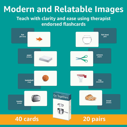 Picture My Picture Go Togethers Flash Card Set – Speech Therapy Tool for Vocabulary, Communication & Thinking, Scratch-Resistant with Activity Guide, Suitable for Education, ESL & ABA – Set of 40