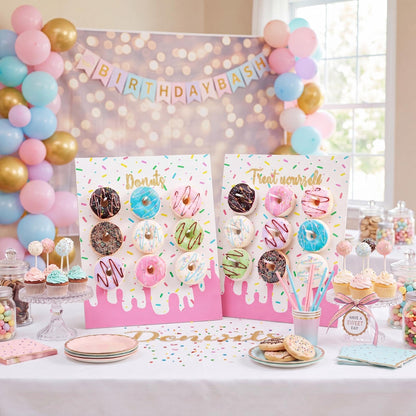 Yerliker 2 Pieces Donut Display Stand, Reusable Donut Holder Board, Party Wall Bagel Boards for Christmas Wedding Birthday Treat Holiday Gathering Parties (13.78 x 9.84 inches)