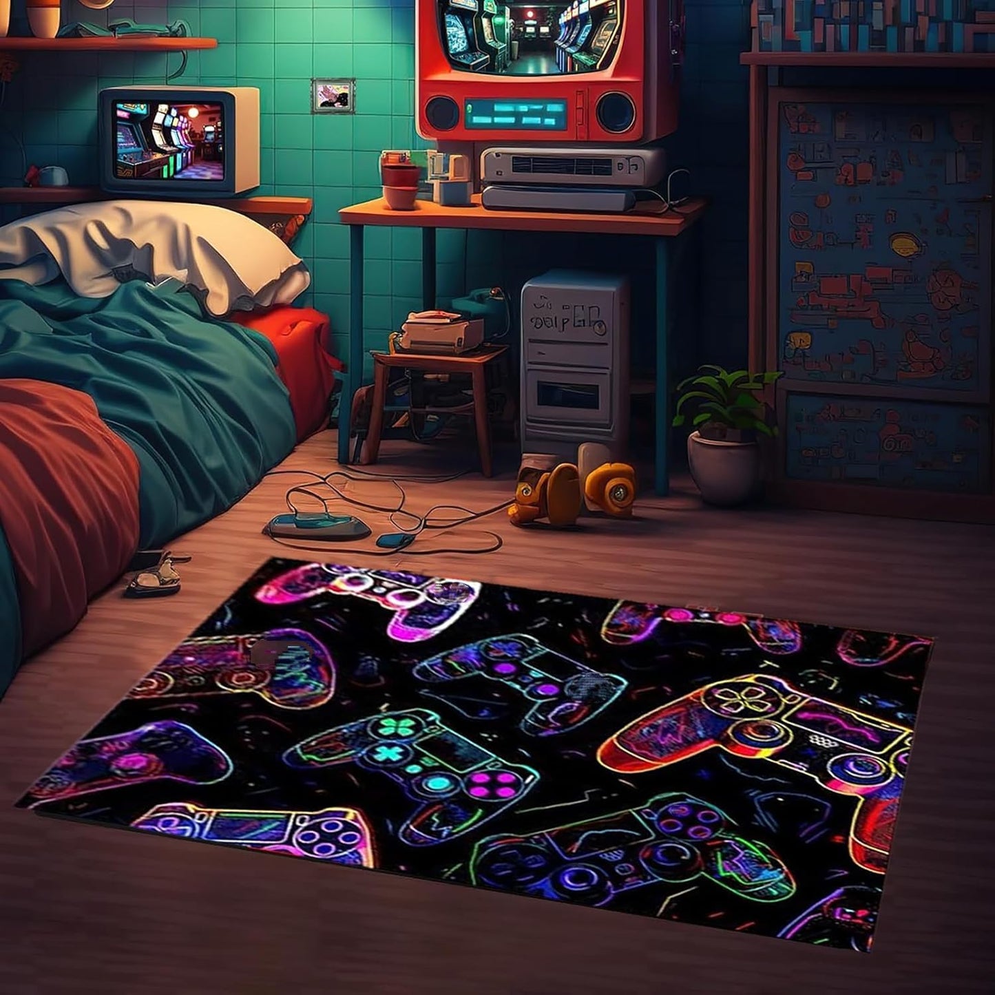 PERFECT LASER Gaming Area Rugs for Boys,Gaming Rug Boy Room Decor,Gaming Rugs for Gaming Room,Teen Game Player Video Gaming Rugs for Bedroom Living Room Playroom,Teen Game Player(47" x 31")