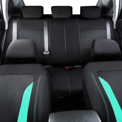 CAR PASS 3D Air Mesh Car Seat Covers Full Set, Breathable Sporty Rear Bench with Zipper for Armrest Box Universal Fit 95% Automotive SUV,Truck,Sedan Interior Cute Women Airbag Compatible, Black Mint