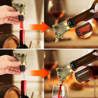LULLEA Wild Boar Head 2-In-1 Wine Aerator Bottle Pourer and Stopper for Men Women, Hunting Gifts for Hunters, Liquor Bottle Pourers Spout for Alcohol Spirits, Wine Gifts Accessories