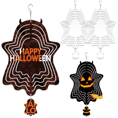4Pack 8 inch Sublimation Wind Spinner Blanks 3D Aluminum Metal Wind Sculpture Kinetic Spinners for Yard and Garden Indoor Art Ornaments Hanging Decoration (Halloween Ghost)