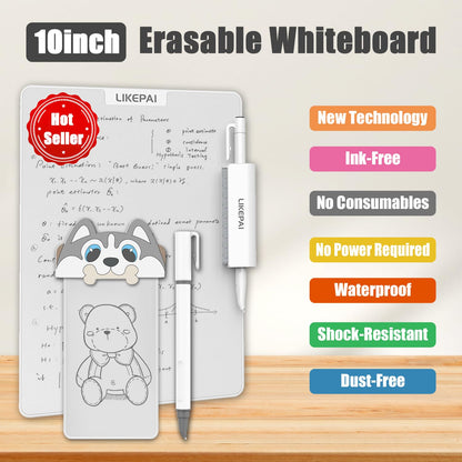 LIKEPAI Dog Cartoon Parent-Child Magic Whiteboard Set 10+5.5 Inch, New Tech Erasable Doodle Board Replace LCD Tablet, Dual-Size Gift for Family Office Interactive Drawing