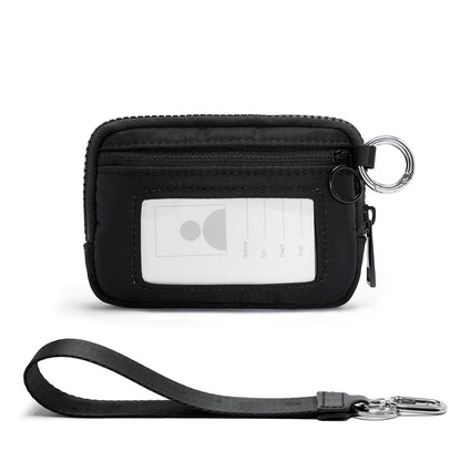 YDF The Iris Wallet for Women Mini Zip Card Case with Clear ID Window Zipper Coin Purse Lightweight Portable Keychain Wallet