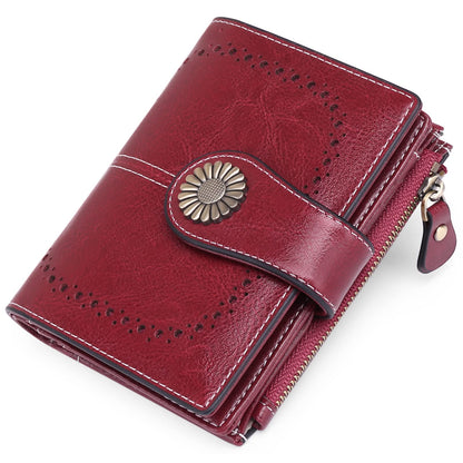 SENDEFN Small Womens Wallet Leather Bifold Card Holder RFID Blocking with Zipper Coin Pocket