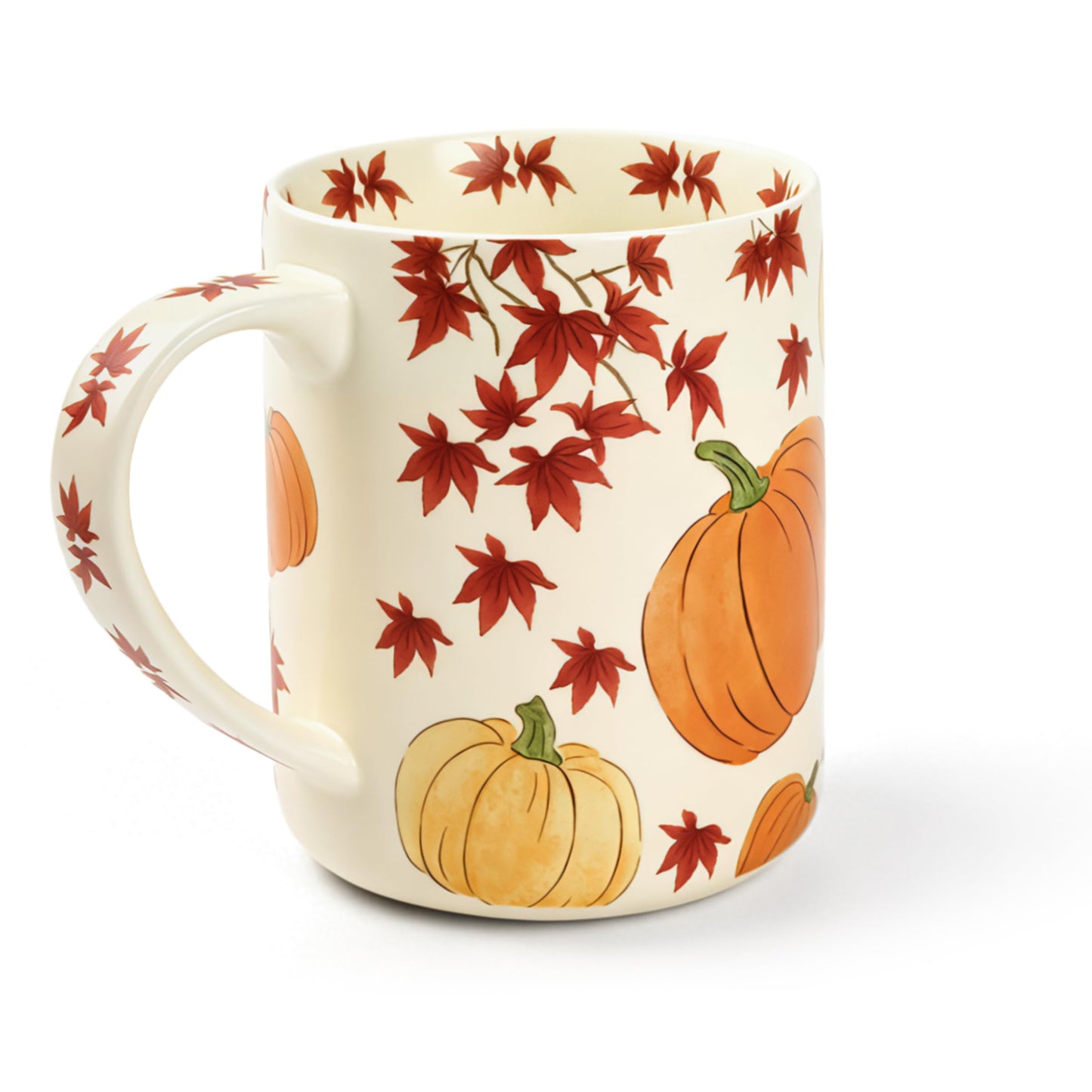 LINVIA Garden Mug, 18 oz Large Floral Coffee Mug with Big Handle, Ceramic Porcelain Tea Cup, Microwave Dishwasher Safe (Fall, Halloween Pumpkin)