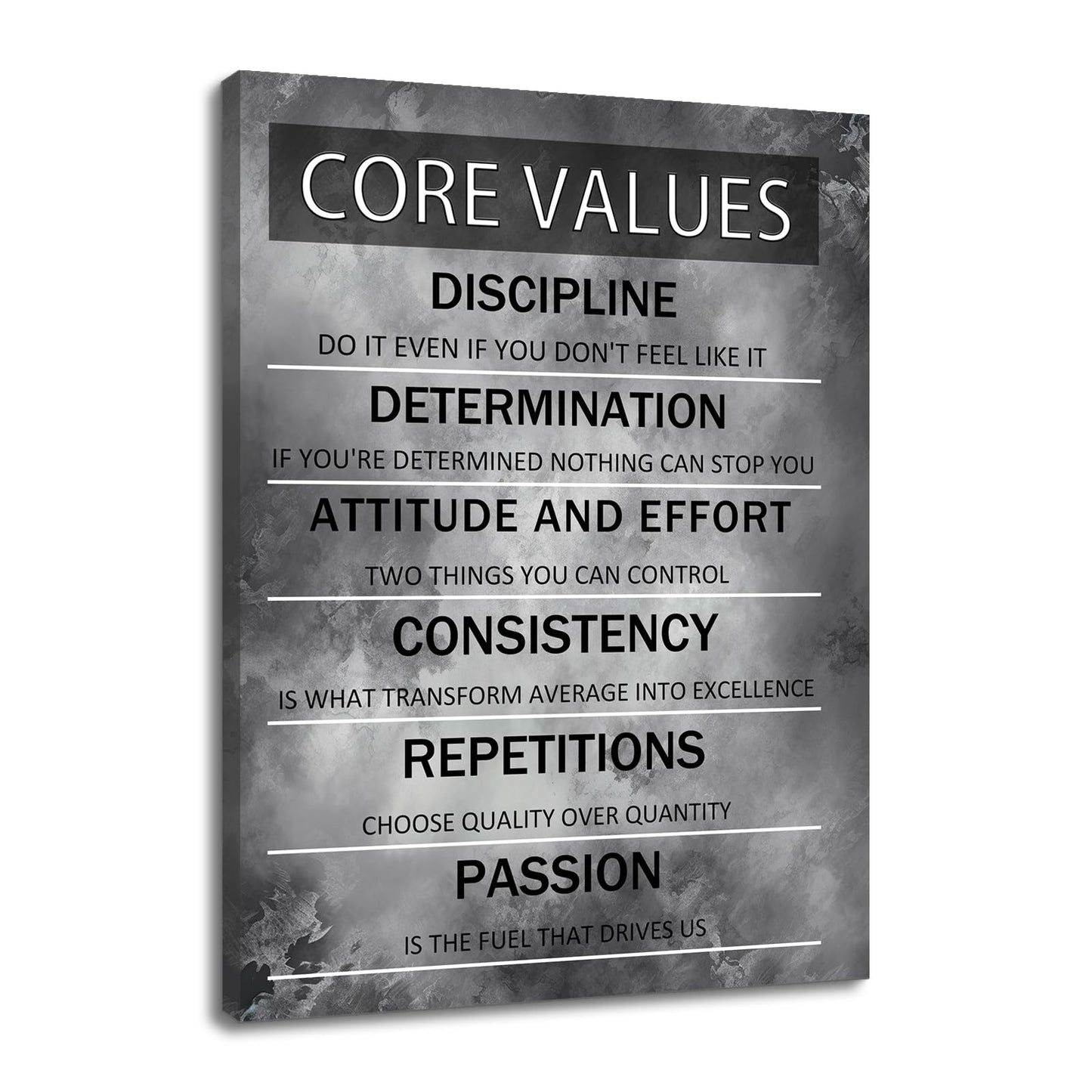 PJQART Core Values Inspirational Canvas Wall Art Motivational Poster Painting Artwork for Living Room Office Modern Home Decor Prints Pictures Wall Decor Framed Ready to Hang [18''W x 24''H]
