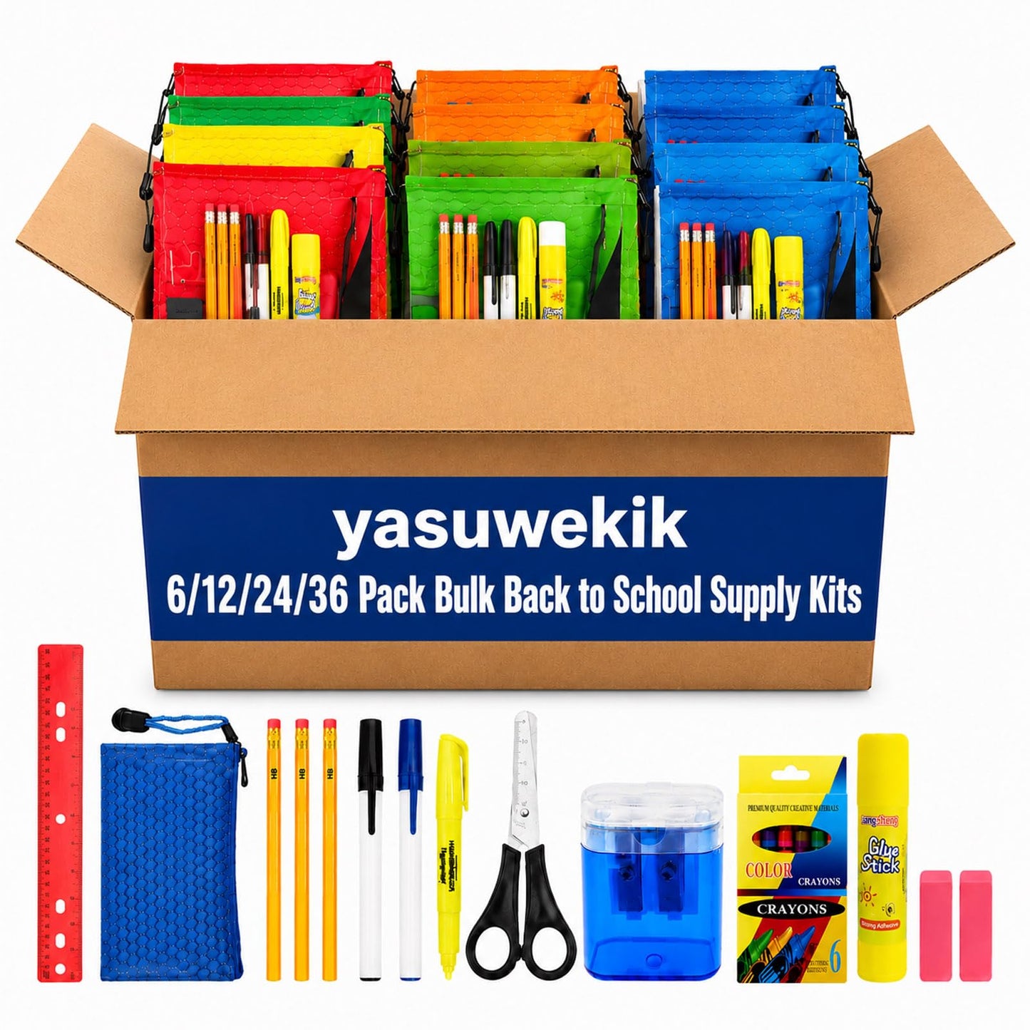 36 Pack School Supplies Bundle Bulk,Individually Wrapped Classroom Kits for Nonprofit Outreach,Community Support,Donation Campaigns and Group Distribution