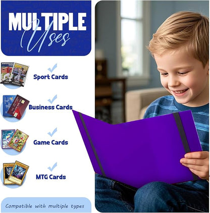 Card Binder 9-Pockets, Trading Card Binder, 20 Pages, 360 Card Capacity Collection Binder, Card Folder for MTG, TCG, Game Cards & Sports Cards（Purple）