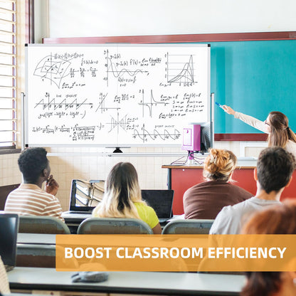 WALGLASS Rolling Whiteboard on Wheels, 72"x40" Double-Sided Dry Erase White Board with Stand, Large Magnetic Whiteboard, Giant Portable Standing Board for Office, School, Home, Classroom 6 x 3.33 ft
