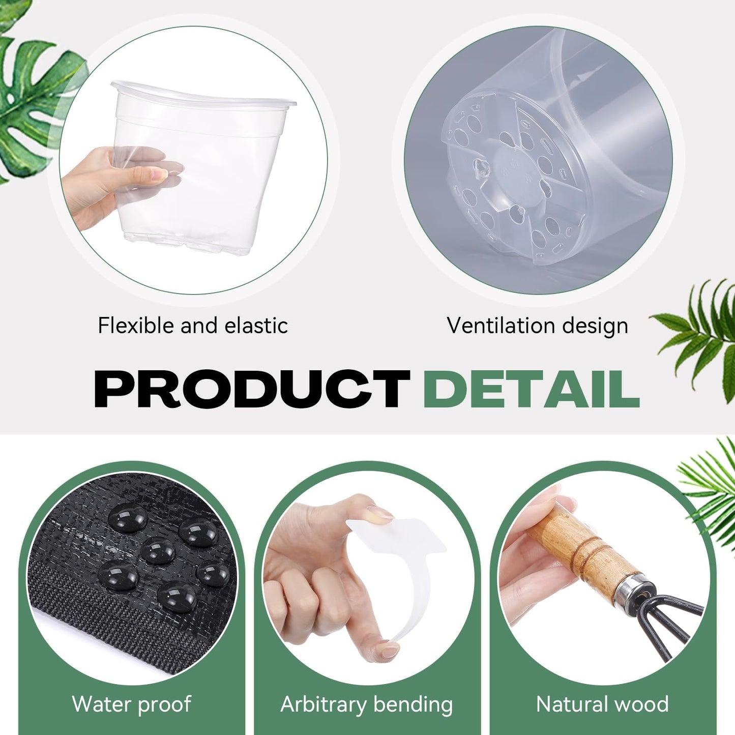 Yiyiring 83 Pcs Garden Supplies Tools Kit, 5/6/7 Inch Clear Plastic Plant Pots with Transplanting Mat, Trowel Cultivator Rake Set, Label & Glove, Succulent Tools Gift for Plant Lovers Accessory