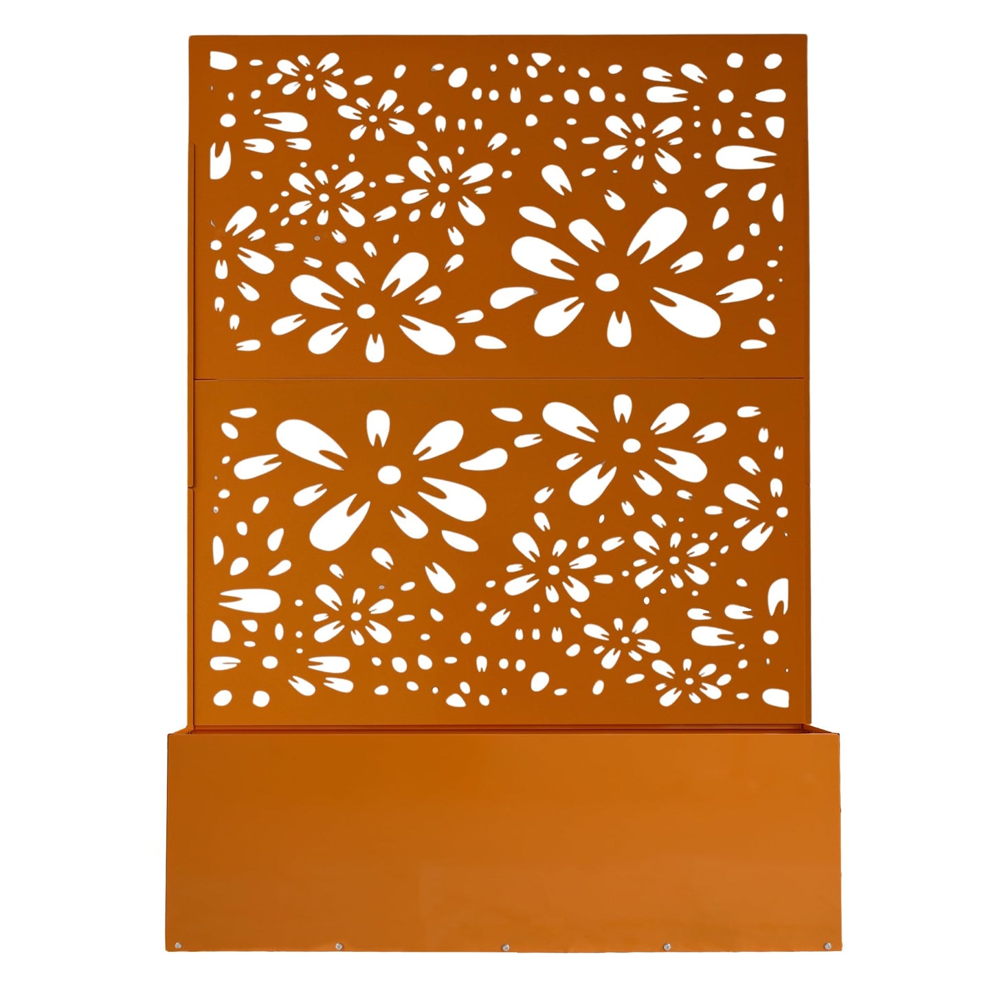 Oakland Living 6 ft. X 4 ft. Orange Freestanding Metal Privacy Screen Room Divider with Flower Box