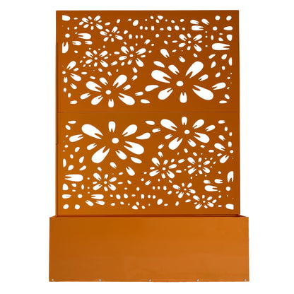Oakland Living 6 ft. X 4 ft. Orange Freestanding Metal Privacy Screen Room Divider with Flower Box