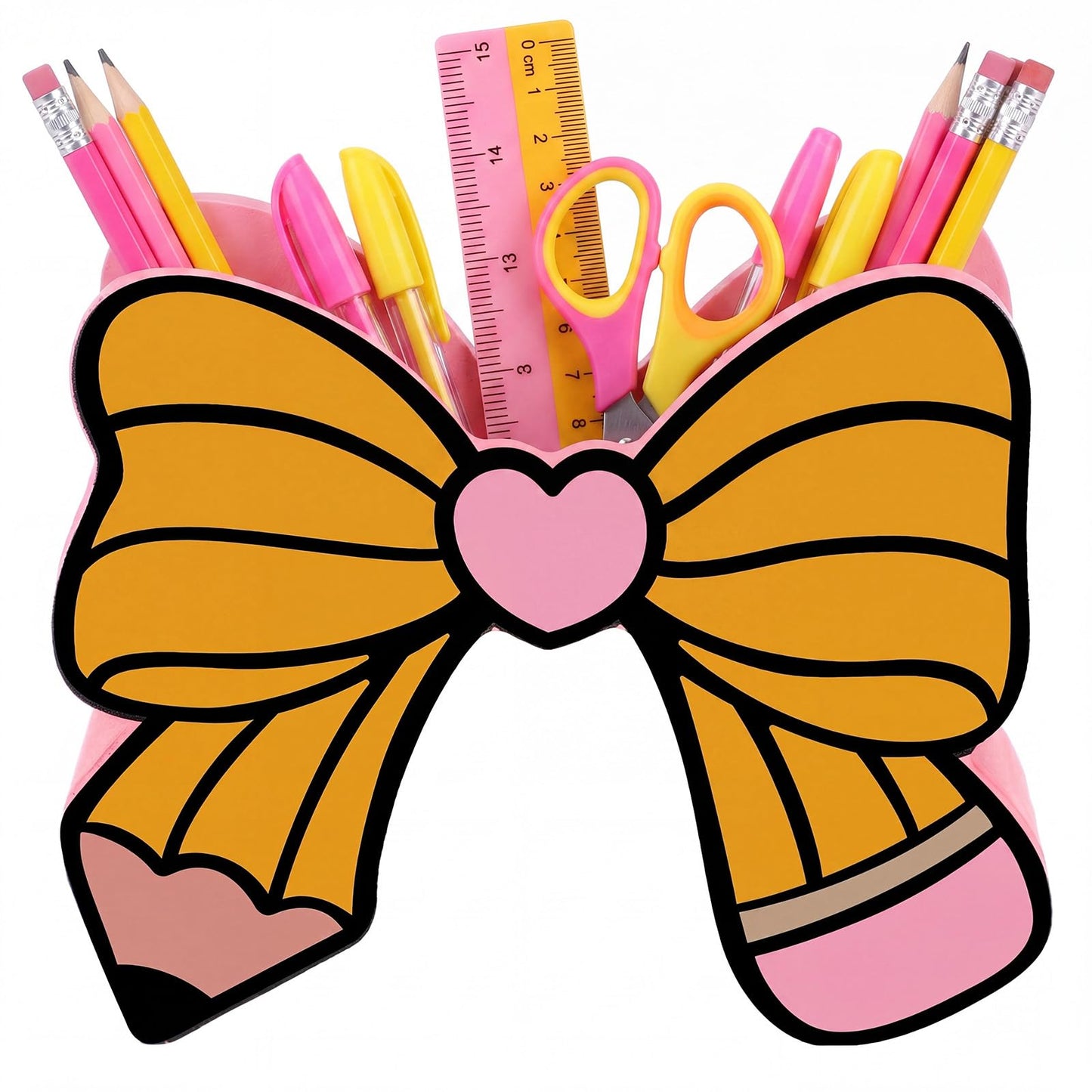 Tenceur Pencil Bow Pen Holder for Desk Large Capacity Bow Pencil Holder Coquette School Supplies Set Desk Organizer Cute Teacher Office Decor Makeup Brush Holders Back to School Gift for Girls Women