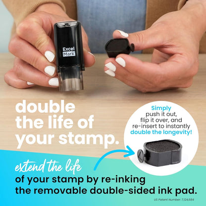 ExcelMark Round Teacher Stamp - Thumbs UP (Solid) - RED Ink