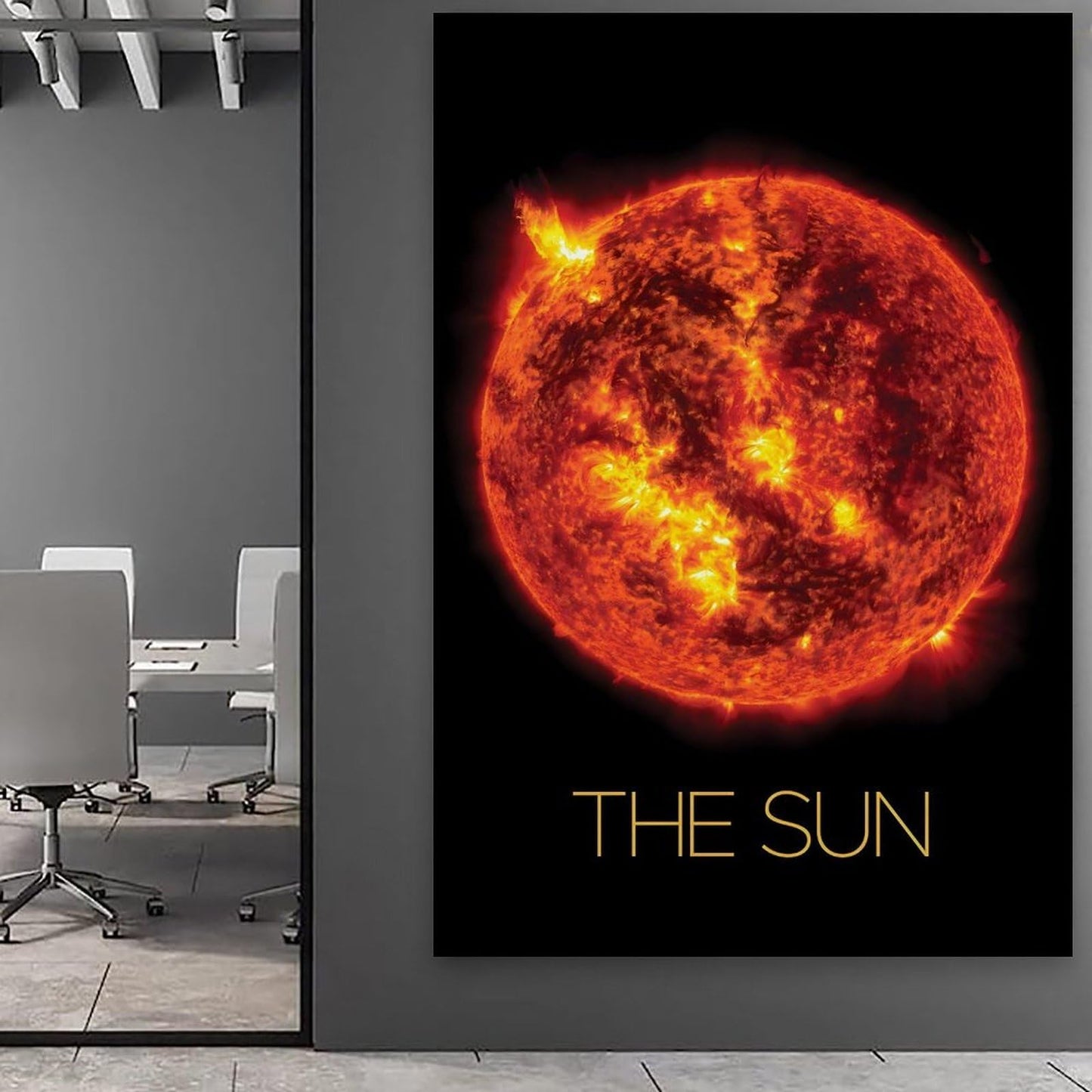 Solar System Planets Canvas Wall Art - The Sun star Space Poster for Kids Room Bedroom Classroom, STEM Educational Astronomy Decor, Science Gift for Boys Girls, 16x24 Inch Framed