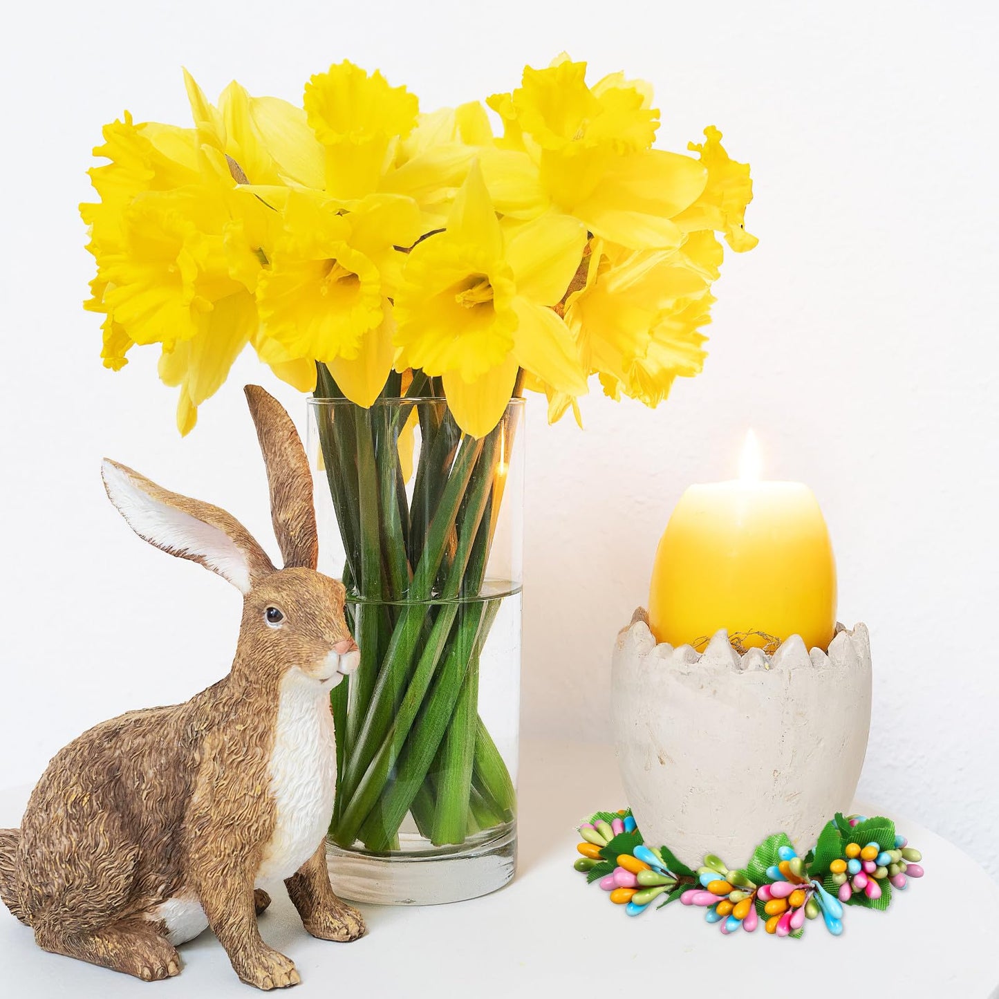 Yardwe 4 Pcs Easter Candle Rings Wreaths Artificial Spring Mini Pip Berry Wreath for Pillar Candles Rustic Farmhouse Table Centerpiece Kitchen Cabinet Decor Ring Holder