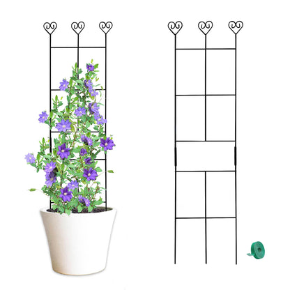 2 Pack 30'' Plant Trellis for Climbing Plants Indoors, Metal Garden Trellis for Potted Houseplant, Rustproof Plant Support for Ivy, Vines, Pothos, Hoya and Flower, Black
