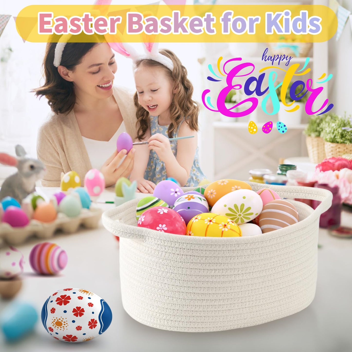 Happyiren Cute Burgundy Woven Gift Basket – Empty Burr Baskets for Mothers Day Graduation Birthday Raffle, Decorative Storage Organizer Box for Toys Seasonal Decor (13" D x 8" W x 6" H)
